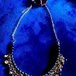 Brand New Navy & Rhinestone Necklace & Earring Set